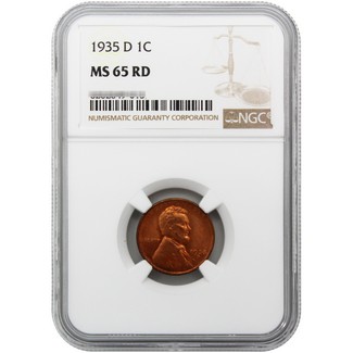1935-D Lincoln Cent NGC MS-65 RD
