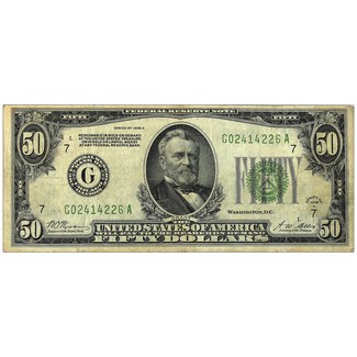 1928 $50 (Redeemable in Gold) Federal Reserve Note