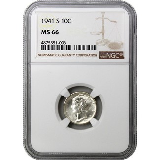 1941-S Mercury Dime NGC MS-66