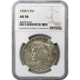 1928-S Peace Dollar NGC AU-58