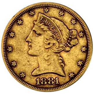 1881 $5 Gold Liberty XF/AU