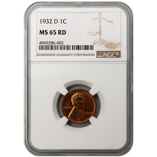 1932-D Lincoln Cent NGC MS-65 RD