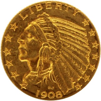 1908 $5 Gold Indian XF/AU