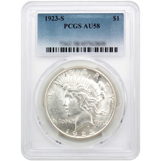 1923-S Peace Dollar PCGS AU-58