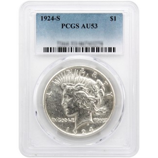 1924-S Peace Dollar PCGS AU-53