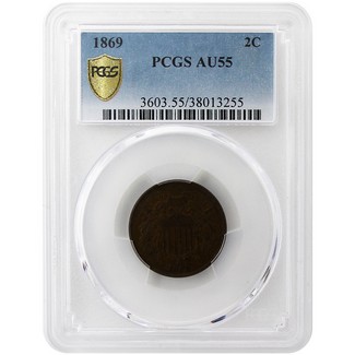 1869 Two Cent PCGS AU-55