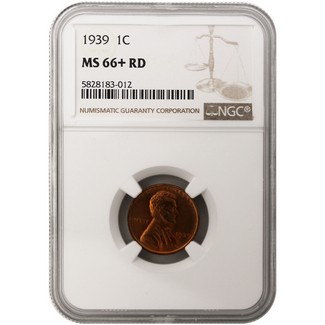 1939 Lincoln Cent NGC MS-66+ RD