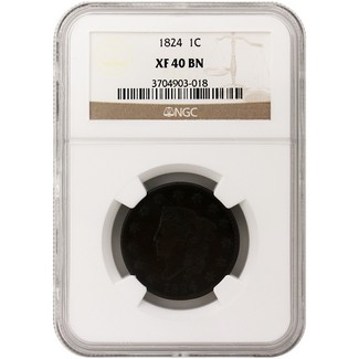 1824 Large Cent NGC XF-40 BN
