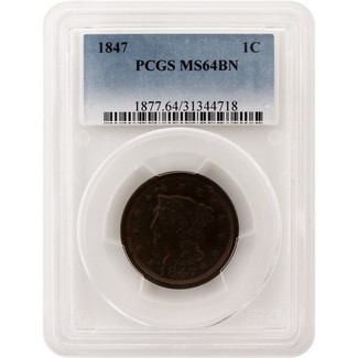 1847 Large Cent PCGS MS-64 BN