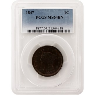 1847 Large Cent PCGS MS-64 BN