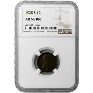 1928-S Lincoln Cent NGC AU-55 BN