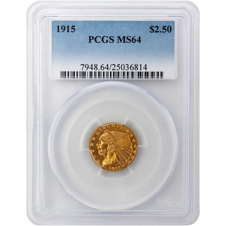 1915 $2.5 Gold Indian PCGS MS-64