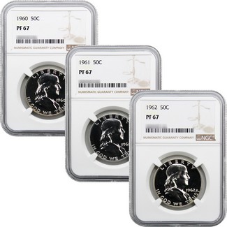 1960-1962 Proof Franklin Half Dollar's NGC PF-67 (3 Total Coins)