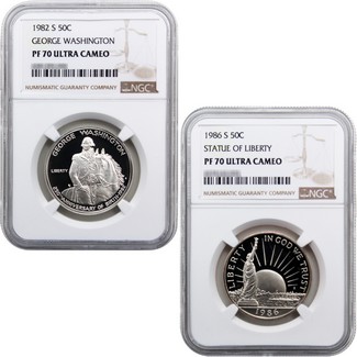 The First Two Proof Modern Commemorative Half Dollars NGC PF-70 UC