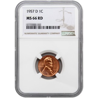 1957-D Lincoln Cent NGC MS-66 RD + Bonus