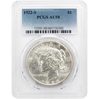 1922-S Peace Dollar PCGS AU-58