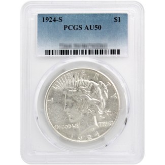 1924-S Peace Dollar PCGS AU-50