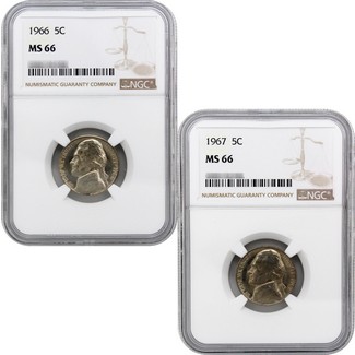 1966 & 1967 Jefferson Nickel's NGC MS-66