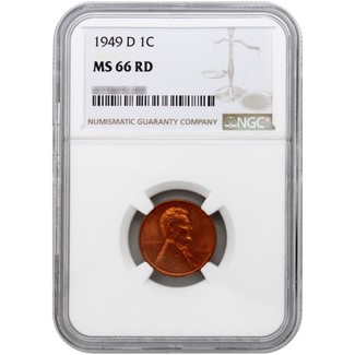 1949-D Lincoln Cent NGC MS-66 RD + Bonus