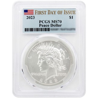 2023 Peace Dollar PCGS MS-70 FDI Flag Label