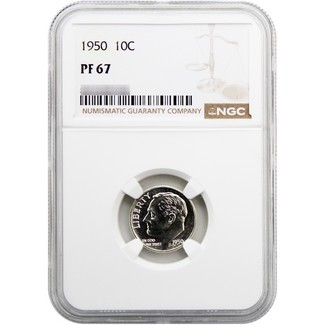 1950 Proof Roosevelt Dime NGC PF67