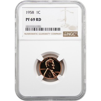 1958 Proof Lincoln Cent NGC PF69 RD