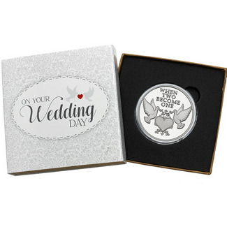 When Two Become One Doves 1oz .999 Silver Medallion Dated 2020 in Gift Box