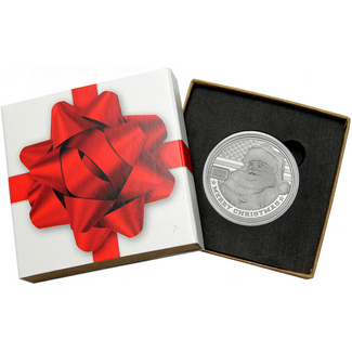 2021 Merry Christmas Patriotic Santa Claus & Animals 1oz .999 Silver Medallion in Gift Box