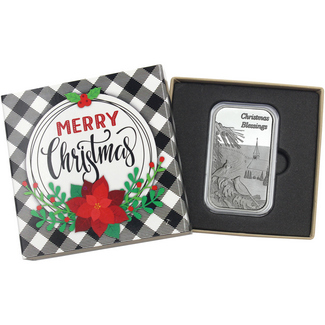 2021 Serene and Peaceful Christmas 1oz .999 Silver Bar in Gift Box