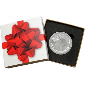 2023 Patriotic Santa American Flag 1oz .999 Silver Medallion in Gift Box