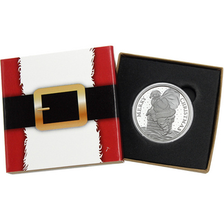2023 Merry Christmas Santa Down the Chimney 1oz .999 Silver Medallion in Gift Box