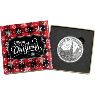 2023 Christmas Blessings Midnight Mass Church Scene 1oz .999 Silver Medallion in Gift Box