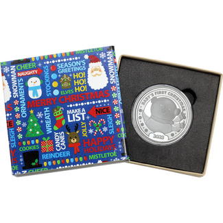 2023 Baby's First Christmas Penguin 1oz .999 Silver Medallion in Gift Box