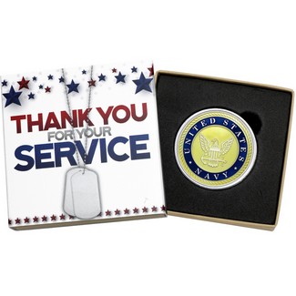 U.S. Armed Forces Navy Officially Licensed 1oz .999 Silver Medallion Enameled in Gift Box