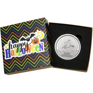 Happy Halloween Witch 1oz .999 Silver Medallion in Gift Box