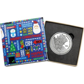 2025 Merry Christmas Skiing Polar Bear Delivery 1oz .999 Silver Medallion in Gift Box