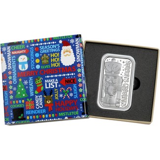 2025 Season's Greetings Nutcracker 1oz .999 Silver Bar in Gift Box
