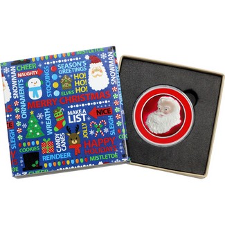 Santa Claus Believe in the Magic of Christmas Half Ounce .999 Silver Medallion Enameled in Gift Box