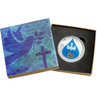 2026 Baptism 1oz .999 Silver Medallion Enameled in Gift Box