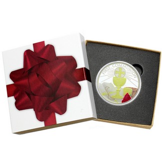 2026 First Communion 1oz .999 Silver Medallion Enameled in Gift Box