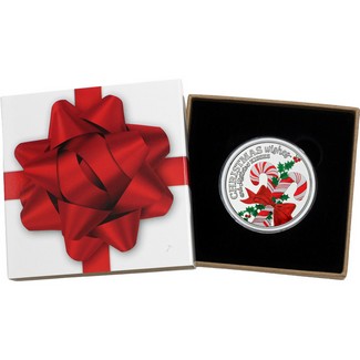 2026 Christmas Wishes Candy Canes 1oz .999 Silver Medallion Enameled in Gift Box