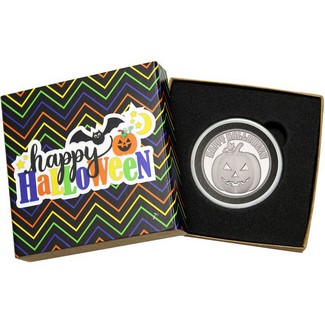 Halloween Pumpkin Half Ounce .999 Silver Medallion in Gift Box