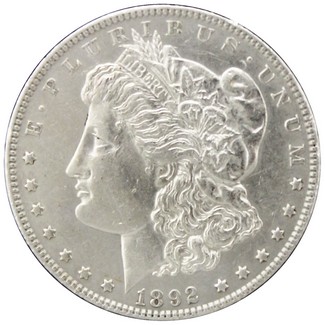 1892 Morgan Silver Dollar Almost Uncirculated - Brilliant Uncirculated
