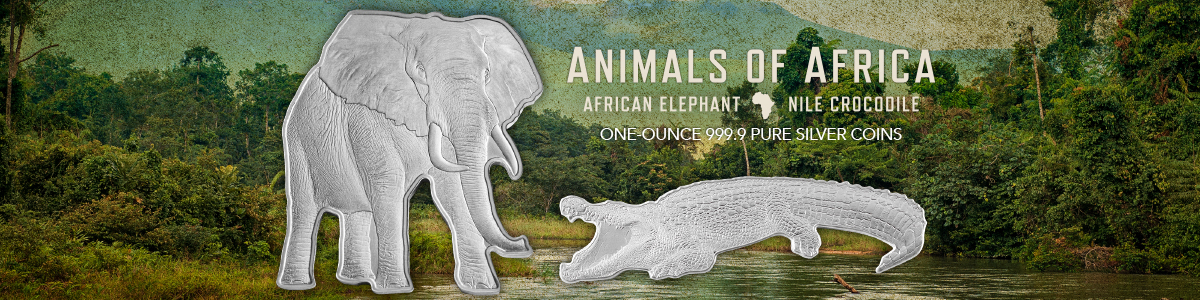 Elephant and Croc Shaped Silver Coins