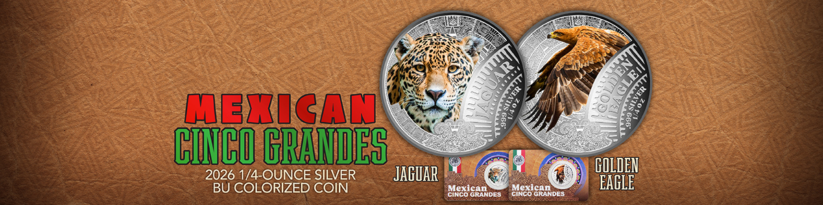 2026 Cinco Grandes 1/4oz Silver Color Jaguar/Golden Eagle